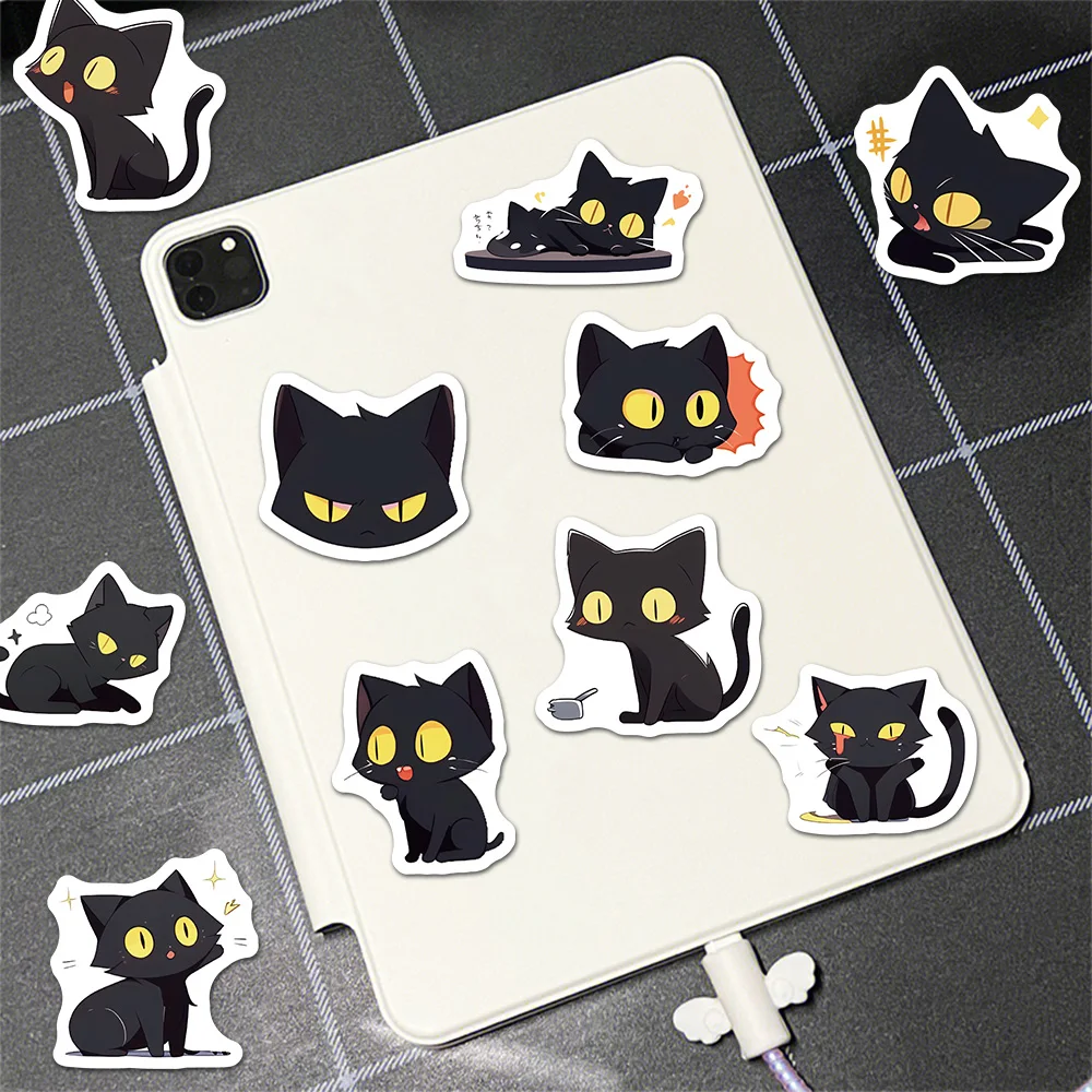 100PCS Black Cat Kawaii Stickers Decor Vintage For DIY Kids Notebook Luggage Motorcycle Skate Laptop Refrigerator Decal Toys