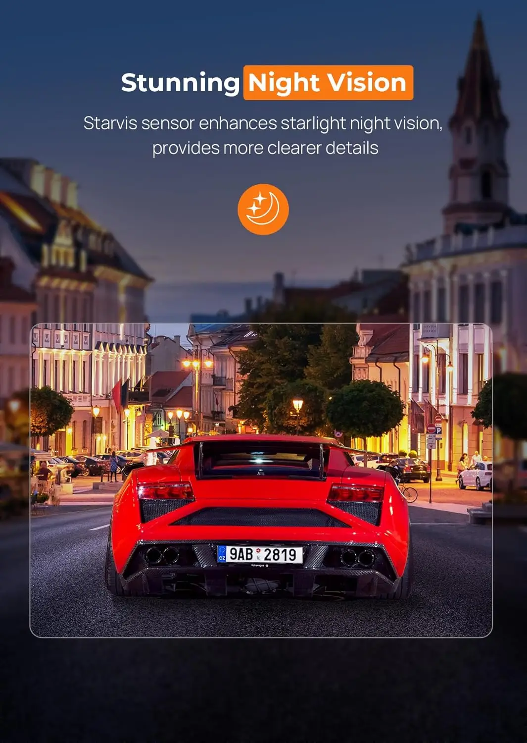 Dashcam WiFi 2,5K con visione notturna, sensore G, registrazione in loop, modalità parcheggio 24 ore, supporto app, SD da 32 GB incluso