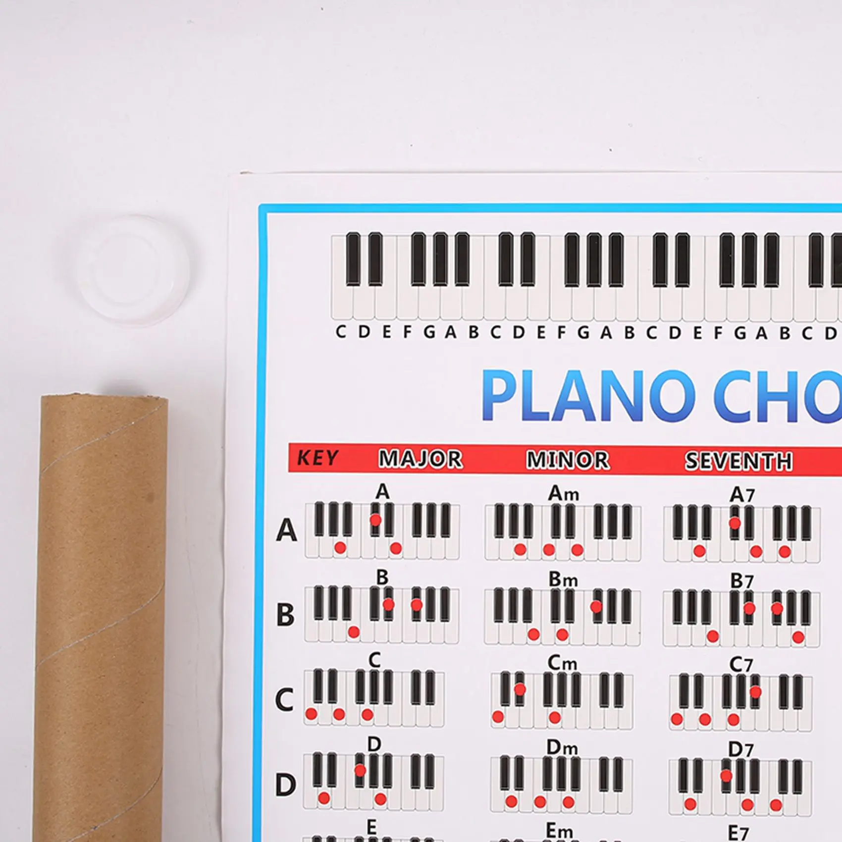 

A74K-2X Piano Chords Chart Key Music Graphic Exercise Poster Stave Piano Chord Practice Chart 88-Key