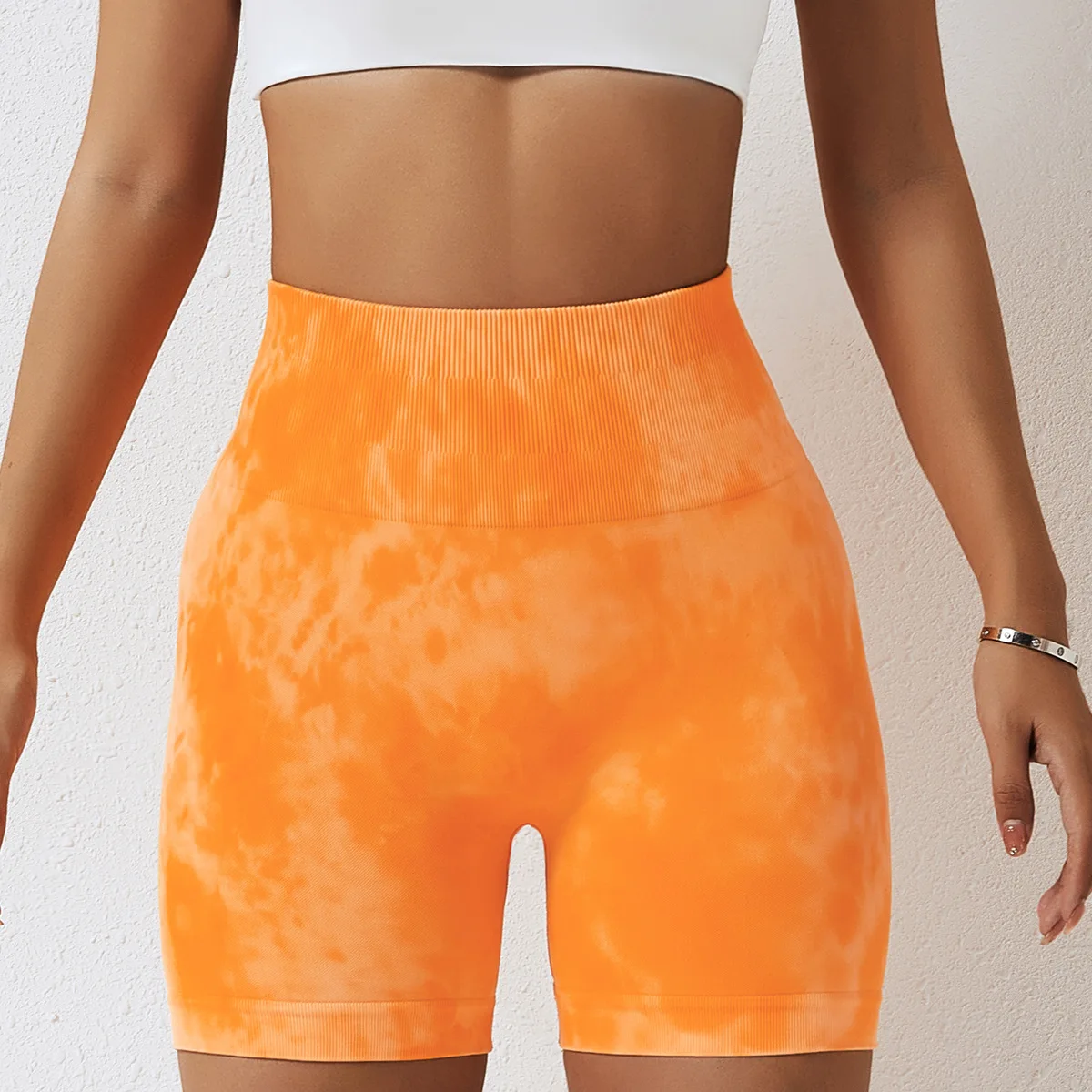 Splash Dyed Seamless Yoga Shorts Women\'s High Waist Lift Hip Pulling Sports Shorts Push Up Gym Exercise Fitness Shorts Women