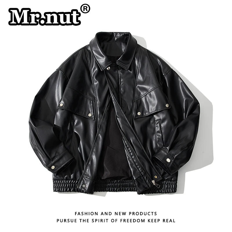 Mr.nut Leather Biker Bomber Jacket abbigliamento moto da uomo Smooth Soft Texture PU Aviator giacche uomo autunno cappotto militare