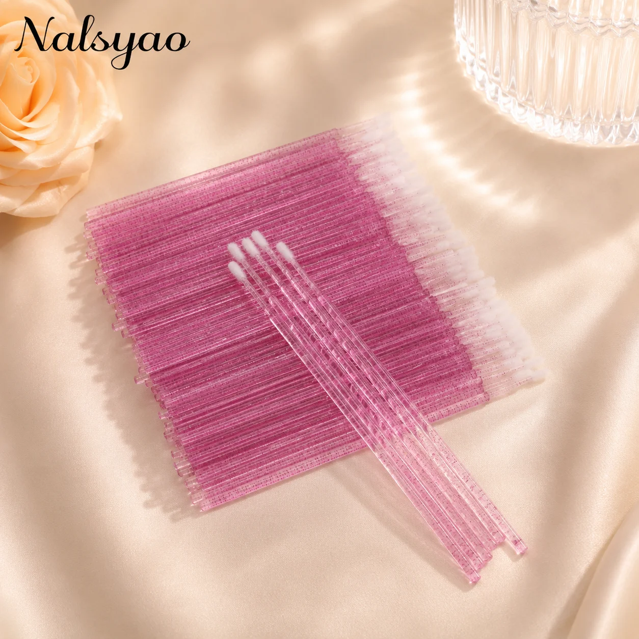 100PCS Eyelash Brushes Cotton Swab Micro Individual Eyelashes Microbrush for Removing Cleaning Lash Extensions Accessories