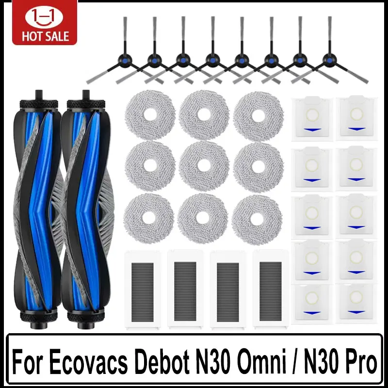 Pour Ecovacs Debot N30 Omni / N30 Pro Omni accessoire brosse latérale principale filtre Hepa vadrouille sac à poussière Robot aspirateur pièce de rechange