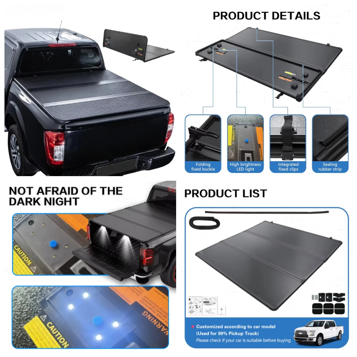 

Hard Tri-Fold Flip Up Truck Bed Cover for Navara Frontier D40 5ft Bed 2012-2015