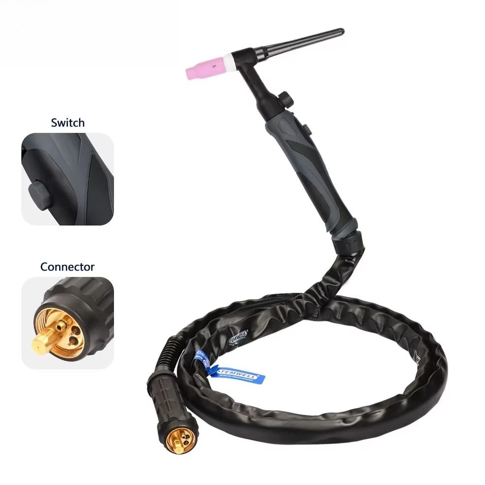 WP-26 / WP-26FV TIG Welding Torch 200A, 3.0m Cable Argon Tungsten Arc Welding Gun, European Connector