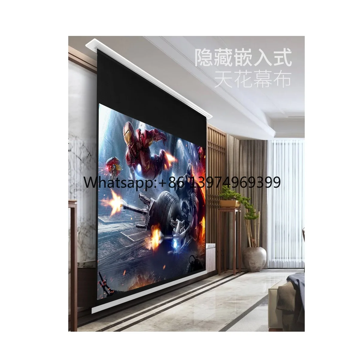 Recessed Motorized Projection Screen Electric in Ceiling Projector Screen