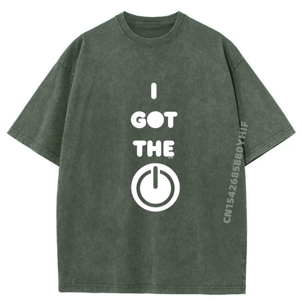 لقد حصلت على قوة الكمبيوتر للرجال بلايز وتيز جرافيك تي شيرت رجالي فضفاض عتيق ملابس عصرية وعصرية مغسولة