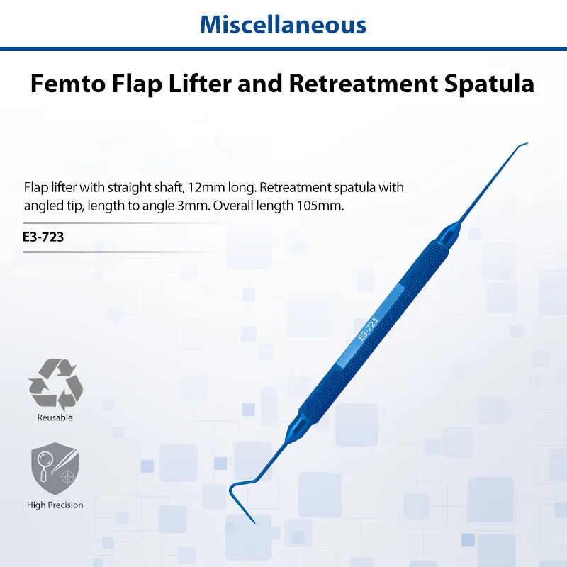 Femto Flap Lifter and Retreatment Spatula Double Ended Titanium Ophthalmic Surgical Spatula for Refractive Eye Surgery