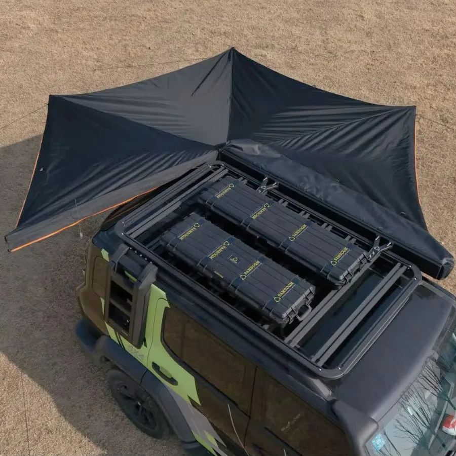 

270-градусный полностью автоматический навес для внедорожника, водонепроницаемая ткань Оксфорд, автомобильная палатка на крыше, веерообразная форма, быстро открывающаяся для кемпинга на открытом воздухе