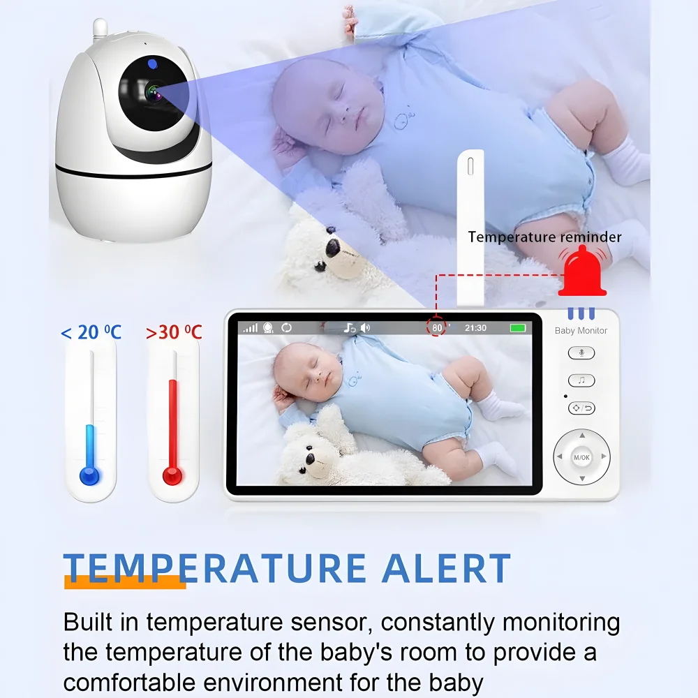 5 Inch Video Electronic Baby Monitor with Pan-Tilt-Zoom Camera Night Vision Cry babies 2.4G Portable monitor Baby newborn things