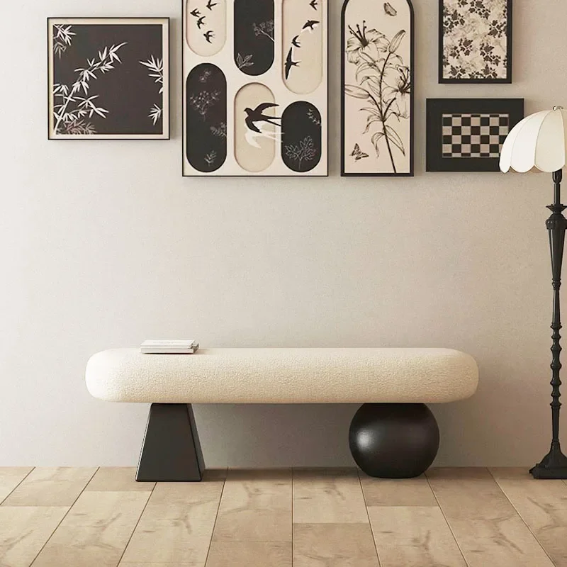Accent Bench, Modern Sculptural Entryway Bench with Asymmetric Base, Stylish Multi-Functional Furniture for Living Room, Hallway
