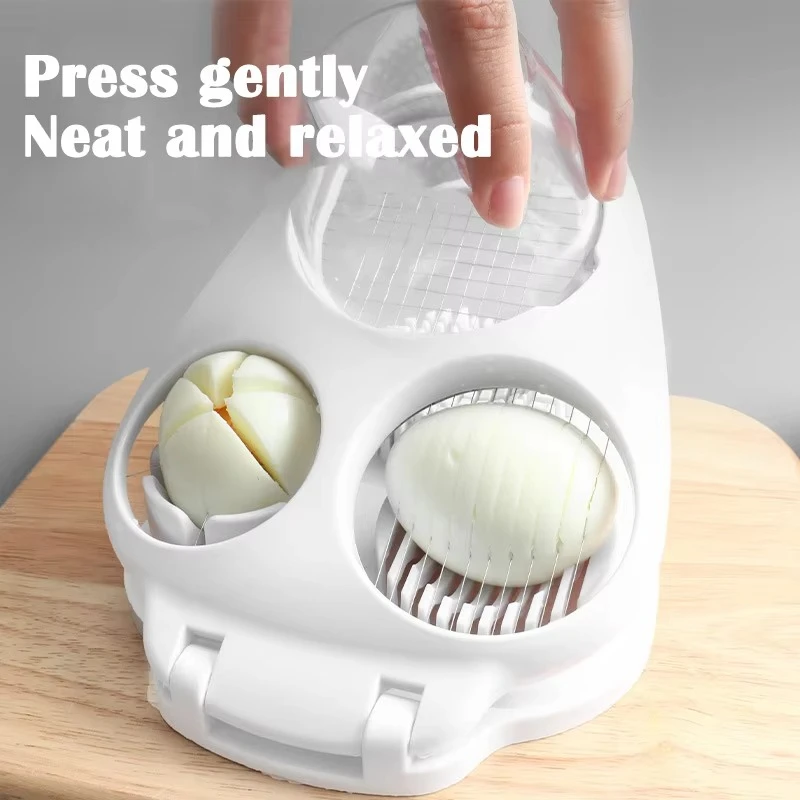 1PC-Egg Slicer, Cracker, Fancy Egg Cutter, 3-in-1 Egg Cutting Tool