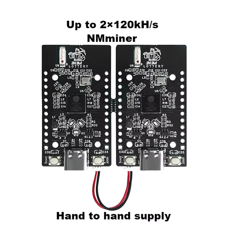 Nieuwe NMMiner Officiële bot ketting Lucky BTC Solo Lottery Miner 120*8=960KH/s hogere nerdminer v2 ESP32S3 ketting één door één laag vermogen