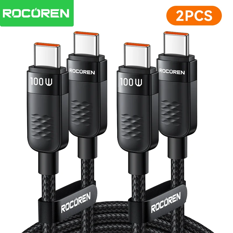 Rocoren100W Type C Cable PD3.1 240W 5A High Power Fast Charging USB C Quick Charging For iPhone Samsung Laptop iPad Date Cord