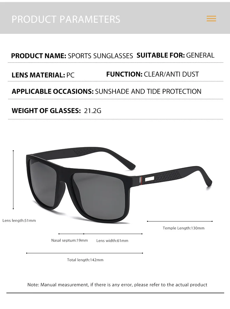 Mode Vintage Platz Polarisierte Sonnenbrille Männer Frauen Luxus Marke Designer männer Sonnenbrille Fahren Angeln UV400 Brillen Mann – Detail 7