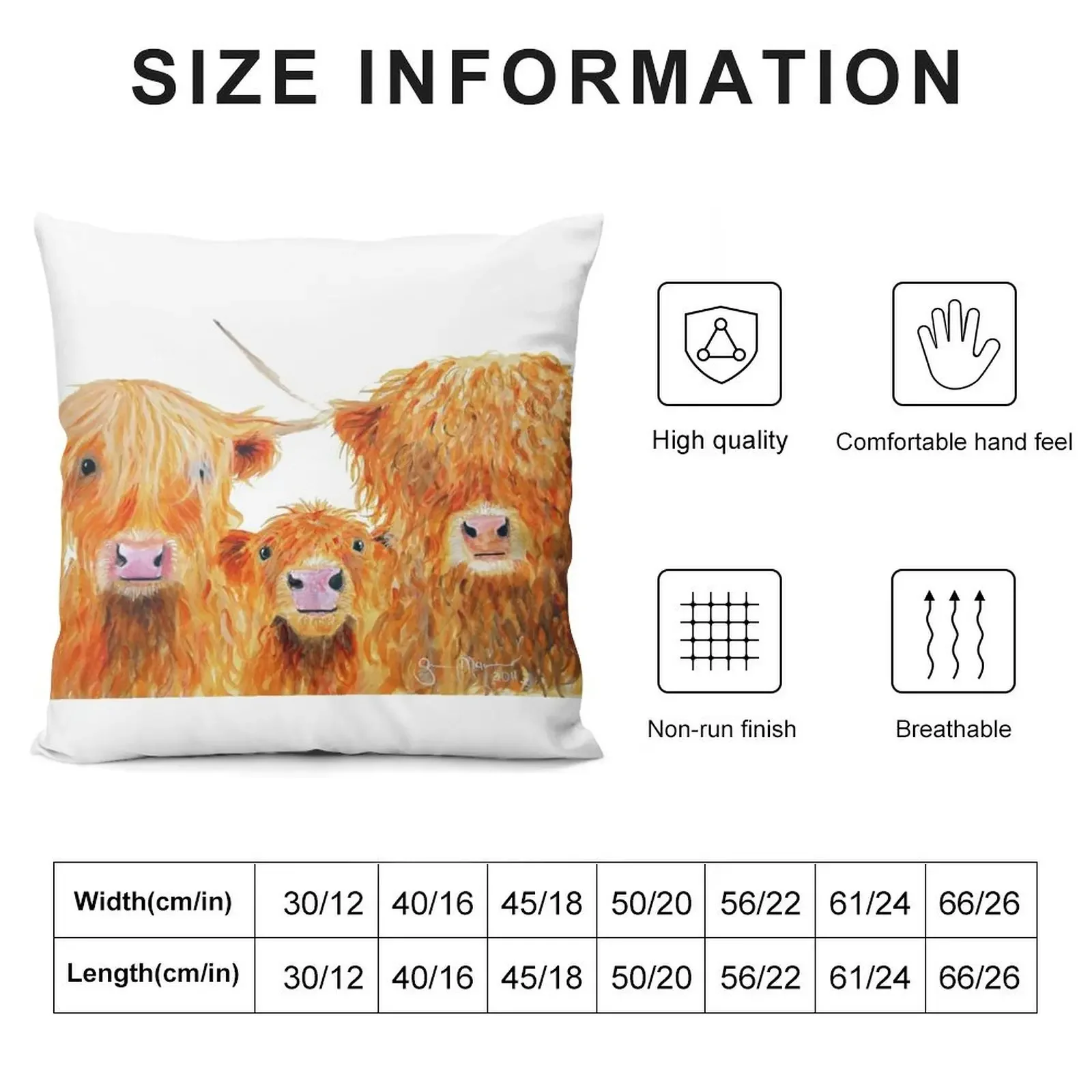 WE 3 COOS HiGHLaND CoWS by SHiRLeY MacARTHuR Throw Pillow Luxury Pillow Case Sofa Cushion pillow