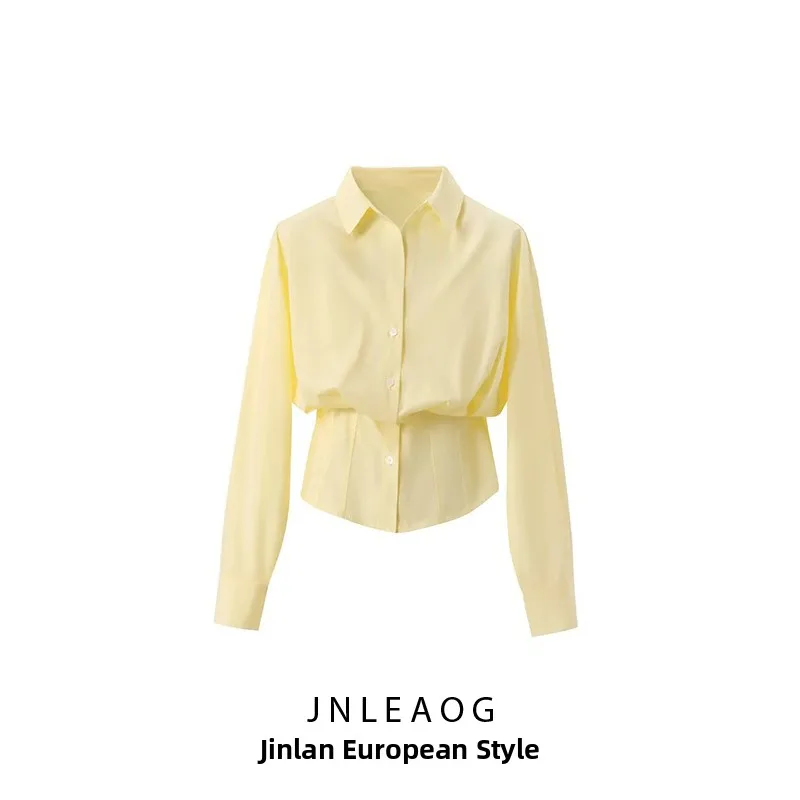 

Faionable Slim Fit Striped irt JNLEAOG Autumn New Arrival Women's Clothing Street Sle Polyester Fiber Long Sve