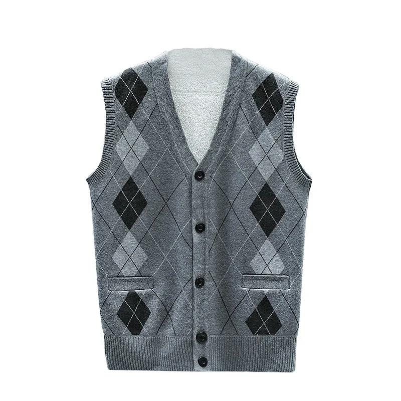 Autumn Winter Sweaters Men Casual Sleeveless Sweater Male V Neck Collar Knitted Vests Man