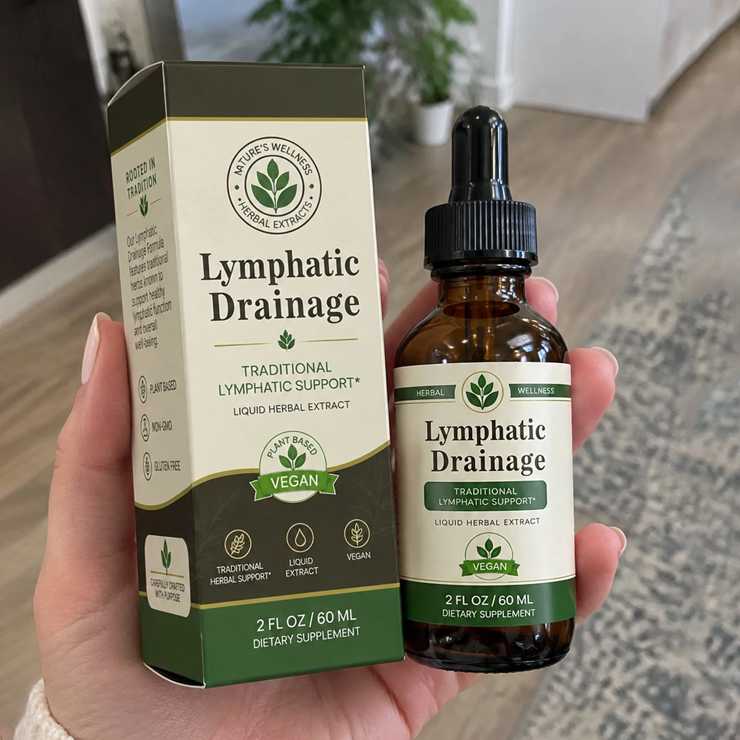 Natural Herbal  Lymphatic Drainage Ampoule Serum Daily Wellness Daily Care Drops Fluid Balance Energy Support for Travel Work