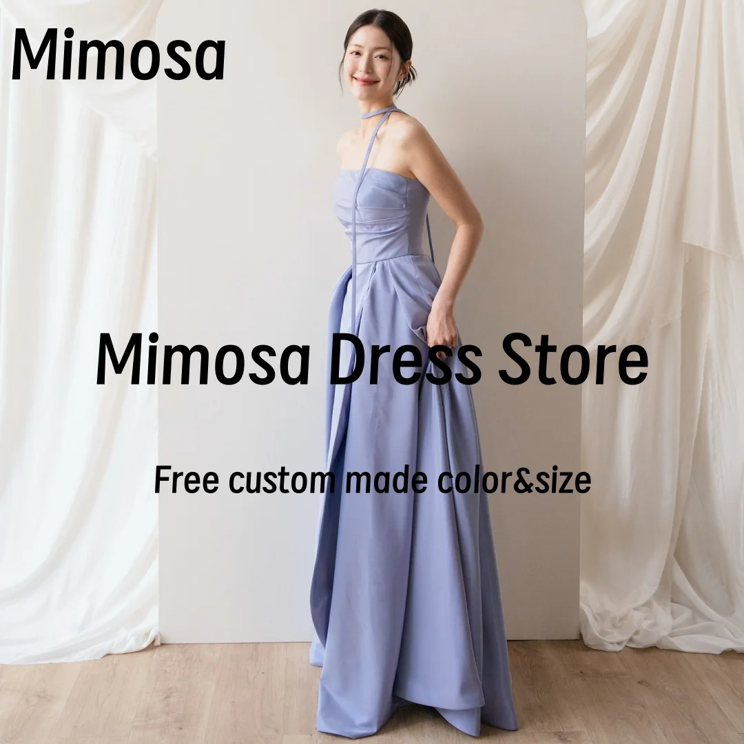 Mimosa Korea Prom Dresses Strapless Lace Up Back Bridesmaid Dress for Weddings Side Slit Ruched Evening Party Gowns Customized