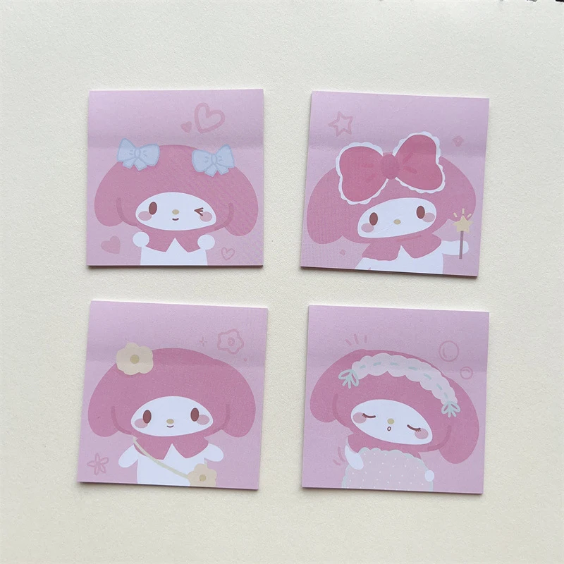 Sanrio Olá Kitty Sticky Notes, Estudante bonito mensagem adesivos, Desenhos animados Kuromi Cinnamoroll, 80pcs por saco