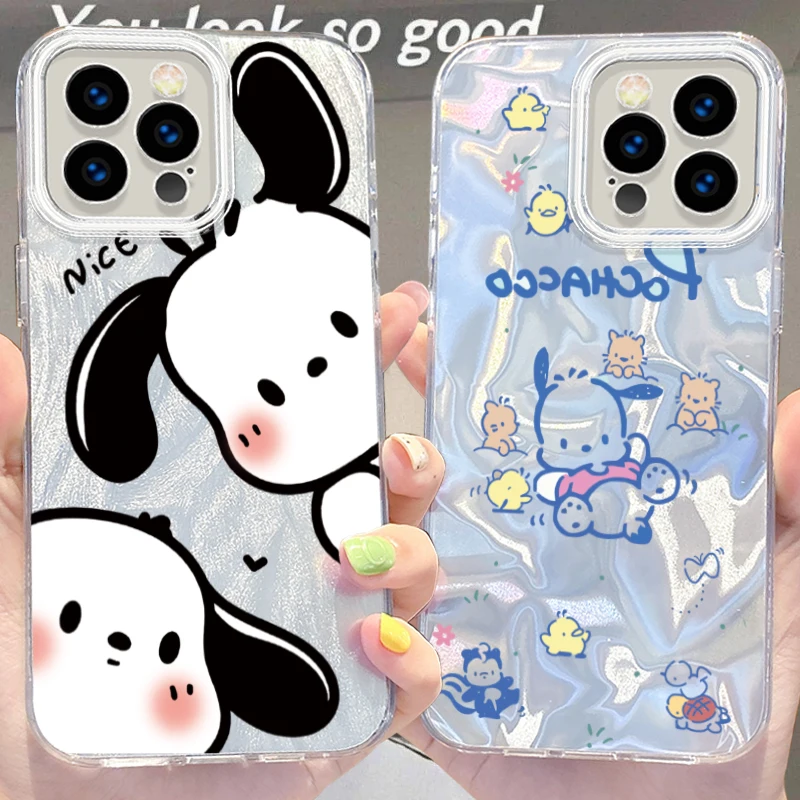 Sanrio Pachacco Reflective Laser Phone Case for iPhone 16 15 14 13 12 11 Pro Max XR XS X 8 7 6S 6 Plus SE 2020 2022 Hard Cover