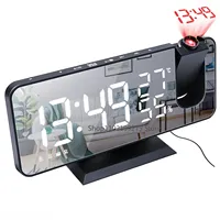 Radio LED Digital Smart Alarm Clock Watch Table Electronic Desktop Clocks USB Wake Up Clock with 180° Time Projector Snooze