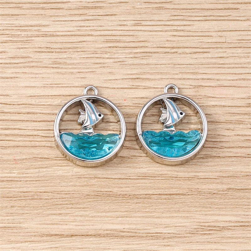 5 Stück 16 x 18 mm niedliche blaue Meeres-Ozean-Fisch-Charms-Anhänger für Schmuckherstellung, Halsketten, Ohrringe, Armbänder, Zubehör, DY-Handwerk, Geschenk – Detail 6