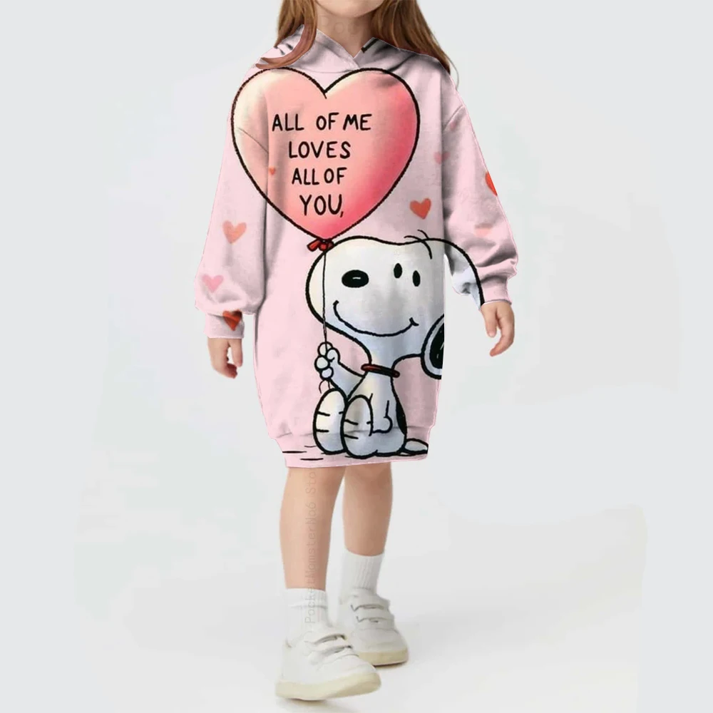 Children\'s Cartoon Splicing Disney Snoopy Printed Hoodies Autumn and Winter Girls Long Sleeves Cute Fashion Girls Hoodies