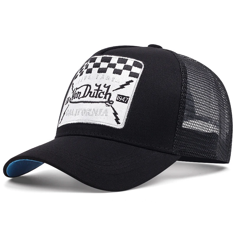 Casual fashion VON Baseball Cap Breathable shade Alphabet embroidery Sunblock Mesh Embroidered DUTCH Trucker Hat image 3