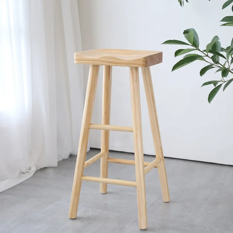 

T high stool simple bar stool square stool home bar stool solid wood bar stool KTV chair bar stool bar chair wood