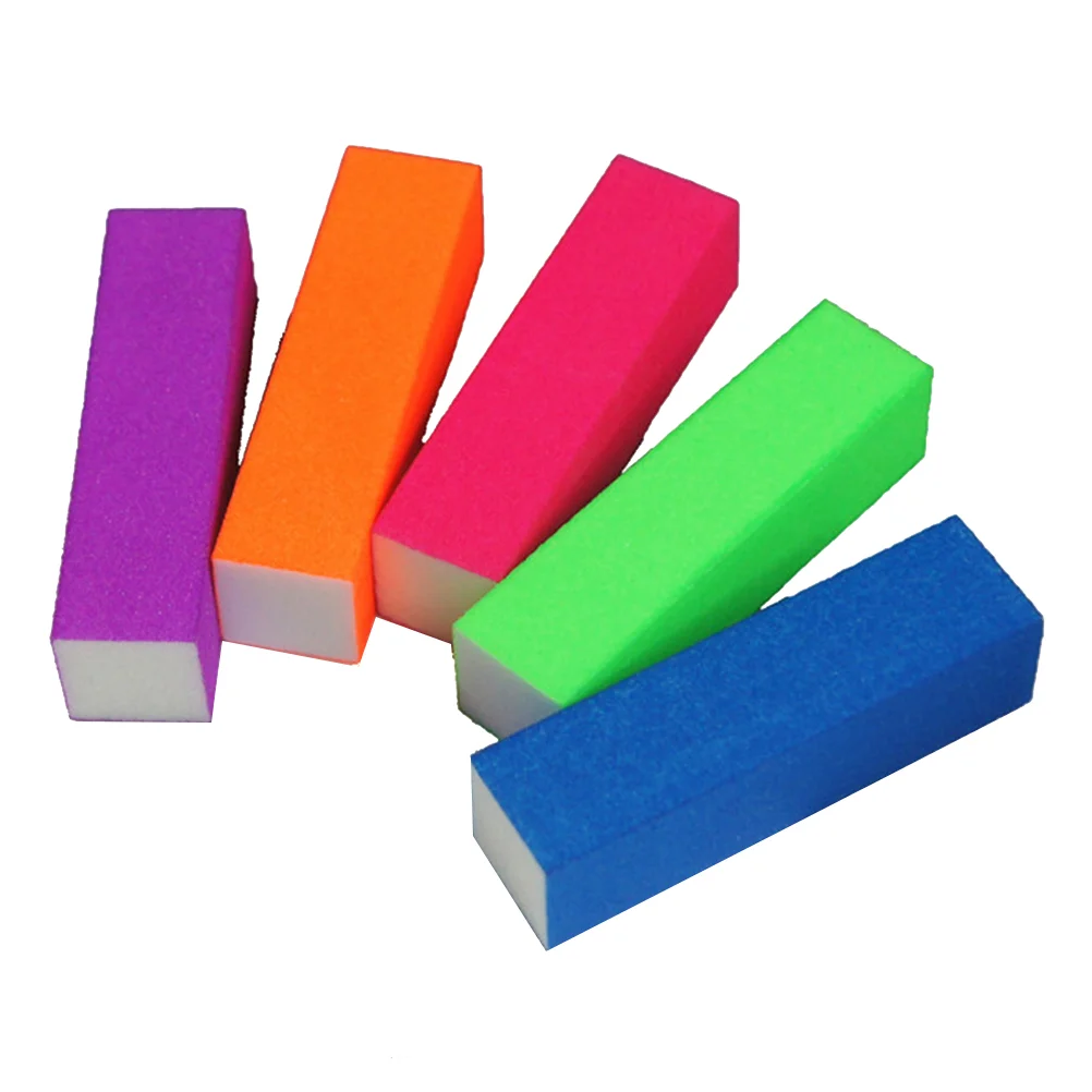 10Pcs Sponge Nail Buffer Buffing Sanding Buffers Blocks Files Manicure Pedicure Care Tools (Random Color)