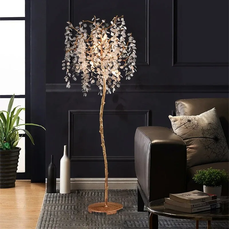 Post-Modern Living Room Bedroom Bedside Lamp Light Luxury Floor Lamp Creative Tree Crystal Branch Art Decorative Lamps Lustre