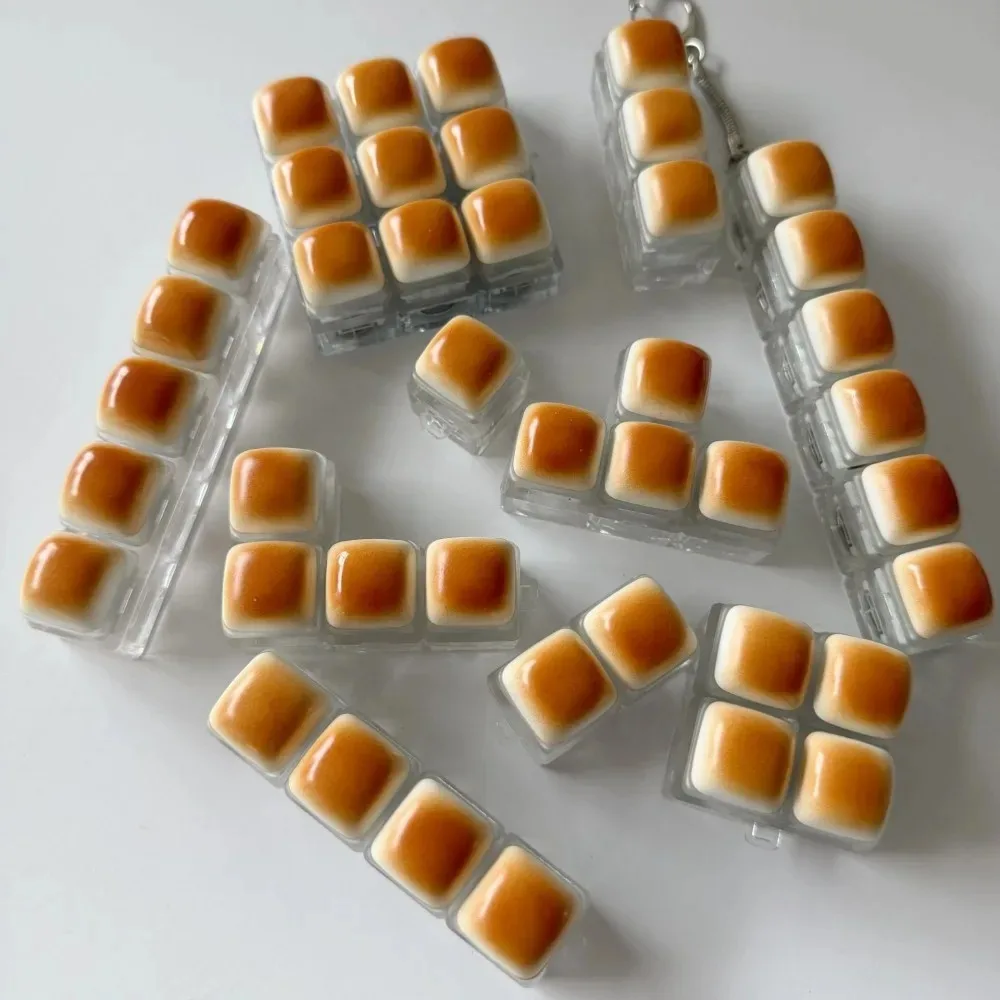 Brot-Design Fidget-Schlüsselanhänger Tastaturknopf Tastenkappe Finger-Tastaturkappe DIY-Tastatur Stressabbau Quetschspielzeug für Erwachsene