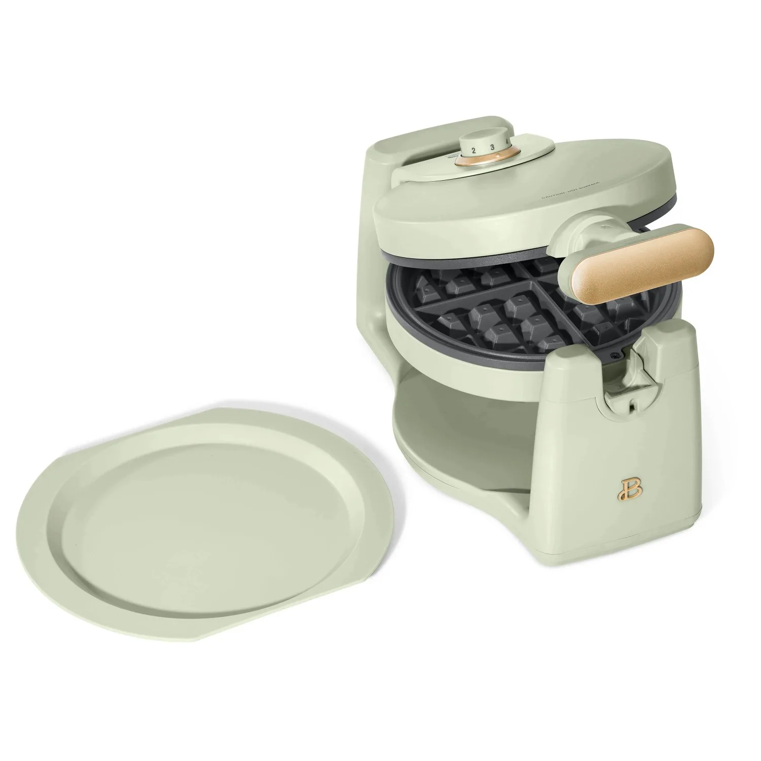 Macchina per Waffle belga rotante, Set di utensili per cialde Bakeware, verde salvia