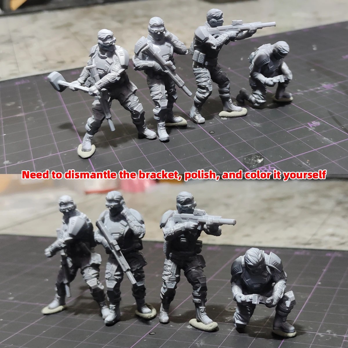 1/35 1/48 1/60 1/72 1/100 1/144 Modellbausatz 3D Harz Miniatur Soldatenfiguren Diorama Unbemalte Tracker Squad DIY – Detail 2