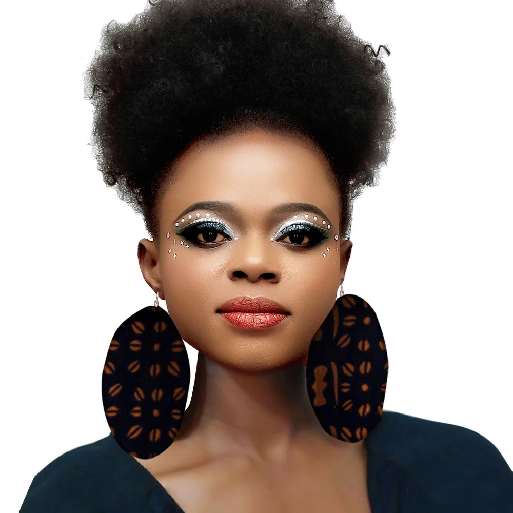 

Big African Earrings Oversized for Women African Statement Earrings Handmade Multi Color Fabric Dangle Earrings Gifts WYB280