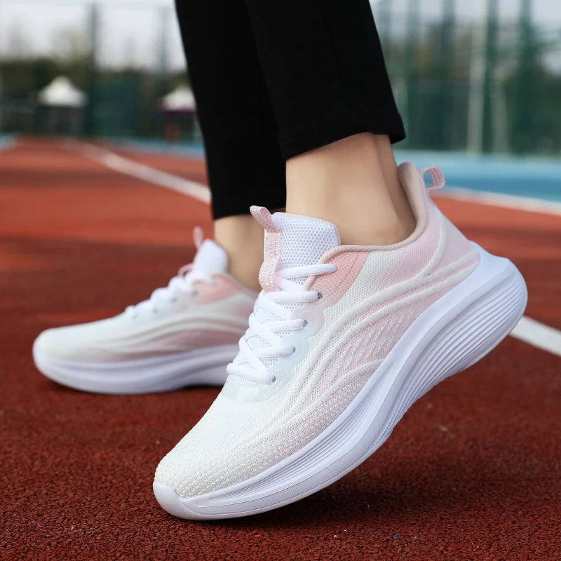 

Women's Casual Fashion Mesh Sneakers Non-slip Breathable Lace-up Low-top Road Running Shoes Suitable for Running Fitness Walking