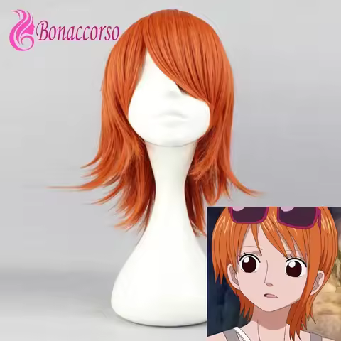 onepiece Nami Cosplay Wig Orange Synthetic Short Curly Wig Anime Coser Cute Girl Heat Resistant Fiber Wig Daily Party