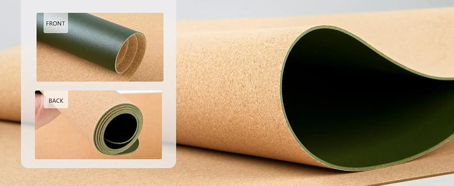 Double-Sided Desk Pad, Leather Desk Mat, Eco Cork Desk Pad Protector, Large Mouse Pad Waterproof Desk Writing Pad for Office