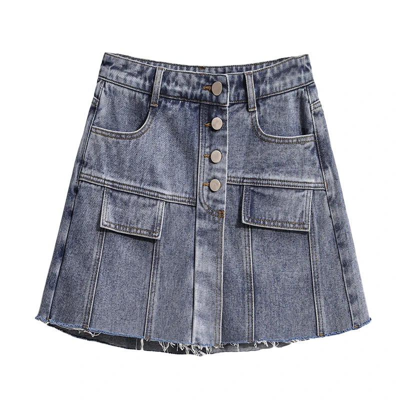 Plus Size Denim Spódnica Szorty Dla Kobiet 2024 Jesień Nowe Guziki Wysoka Talia Skort Kobiety Koreański Streetwear Mini Jeans Spódnica Kobieta