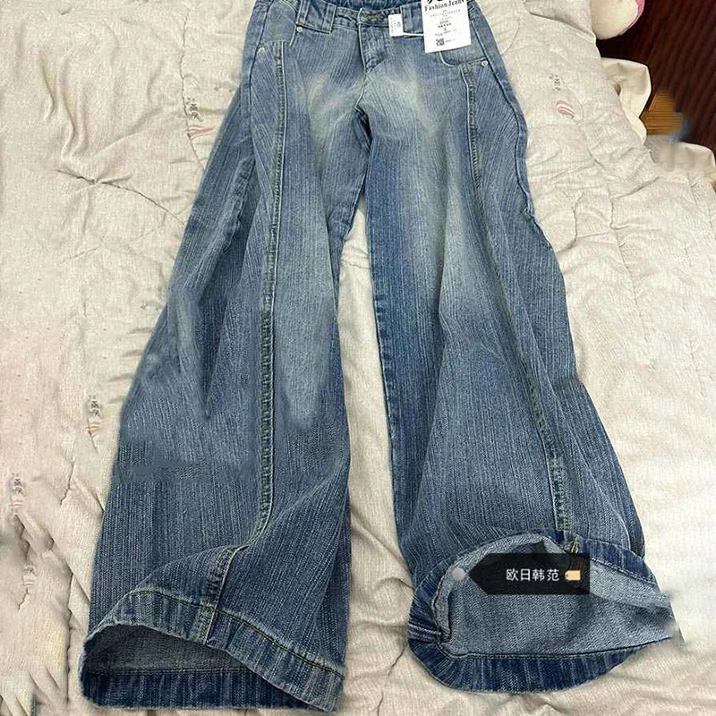 

Oversized Denim Wide Leg Pants for Women Spring Summer High Waist Loose Dancing Trousers Cool Girl Blue Jeans