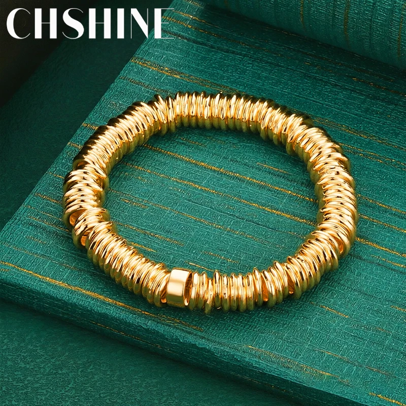 925 Sterling Silber 18K Gold Mehrkreis-Armband für Damen Hochzeit Party Mode Kette Klassischer Schmuck Geschenke
