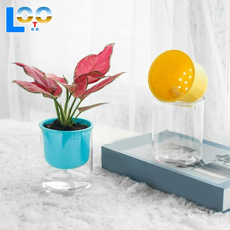 Желтый, синий, зеленый пластиковый цветочный горшок, автоматический впитывающий ленивый цветочный горшок, настольный горшок