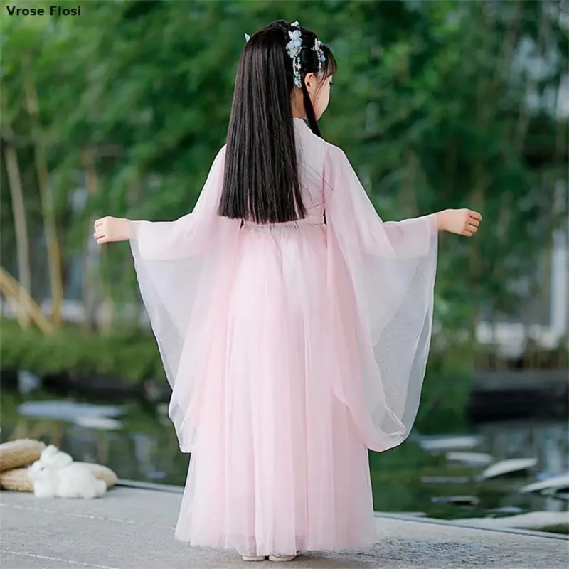 qq 123New 2024 Chinese Girls Ancient Children Carnival Halloween Cosplay Costume Colorful Hanfu Dress For Girl