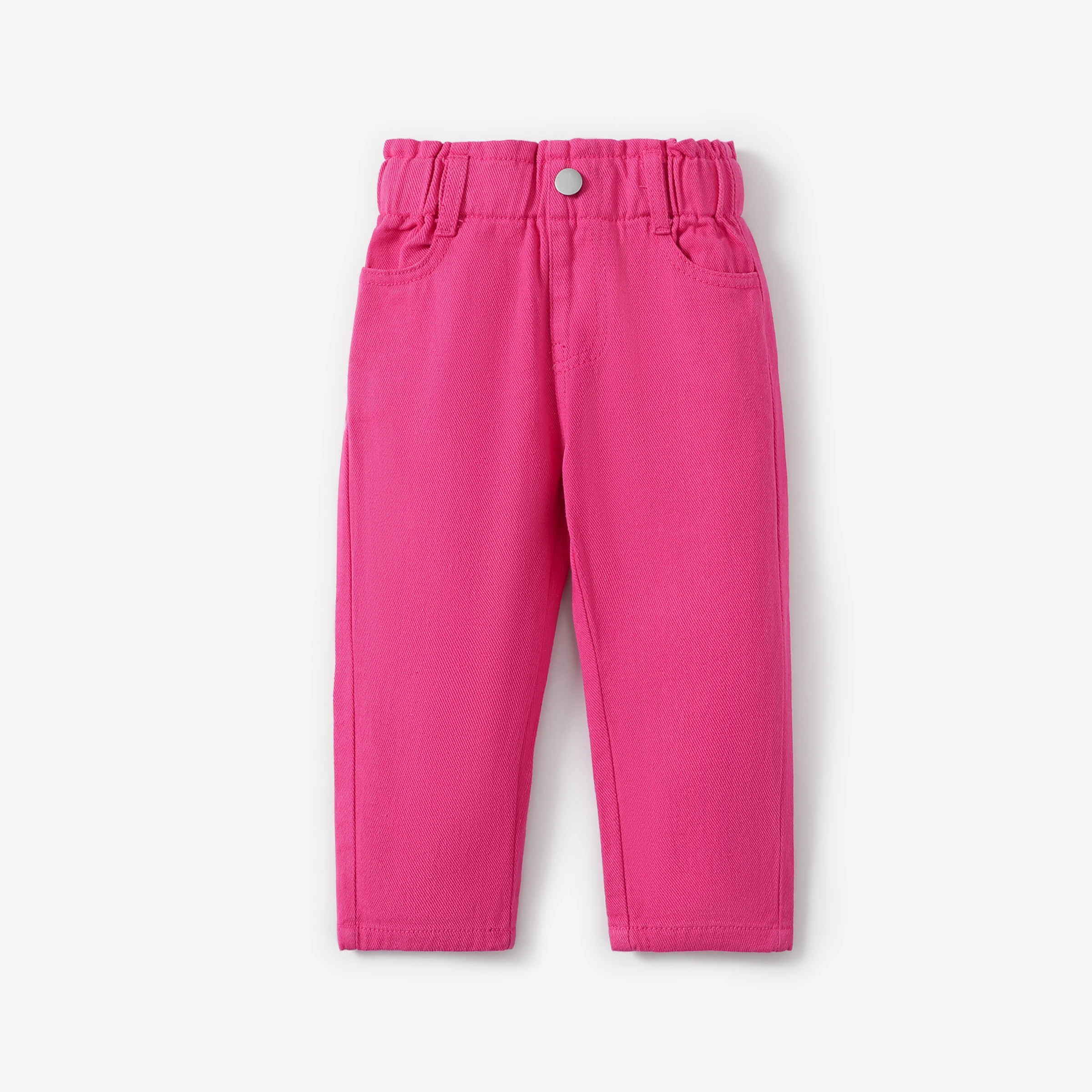 

PatPat Sweet Toddler Girl Jeans with Agaric Edge - Solid Color Cotton Bottoms (1pc)