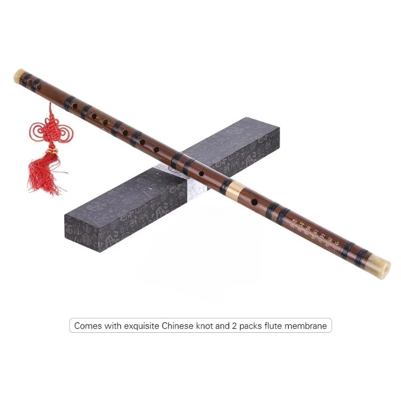 ​Two-Joint Bitter Bamboo Flute, Hand-Tied Nylon Thread Chinese Dizi for Beginners and Students