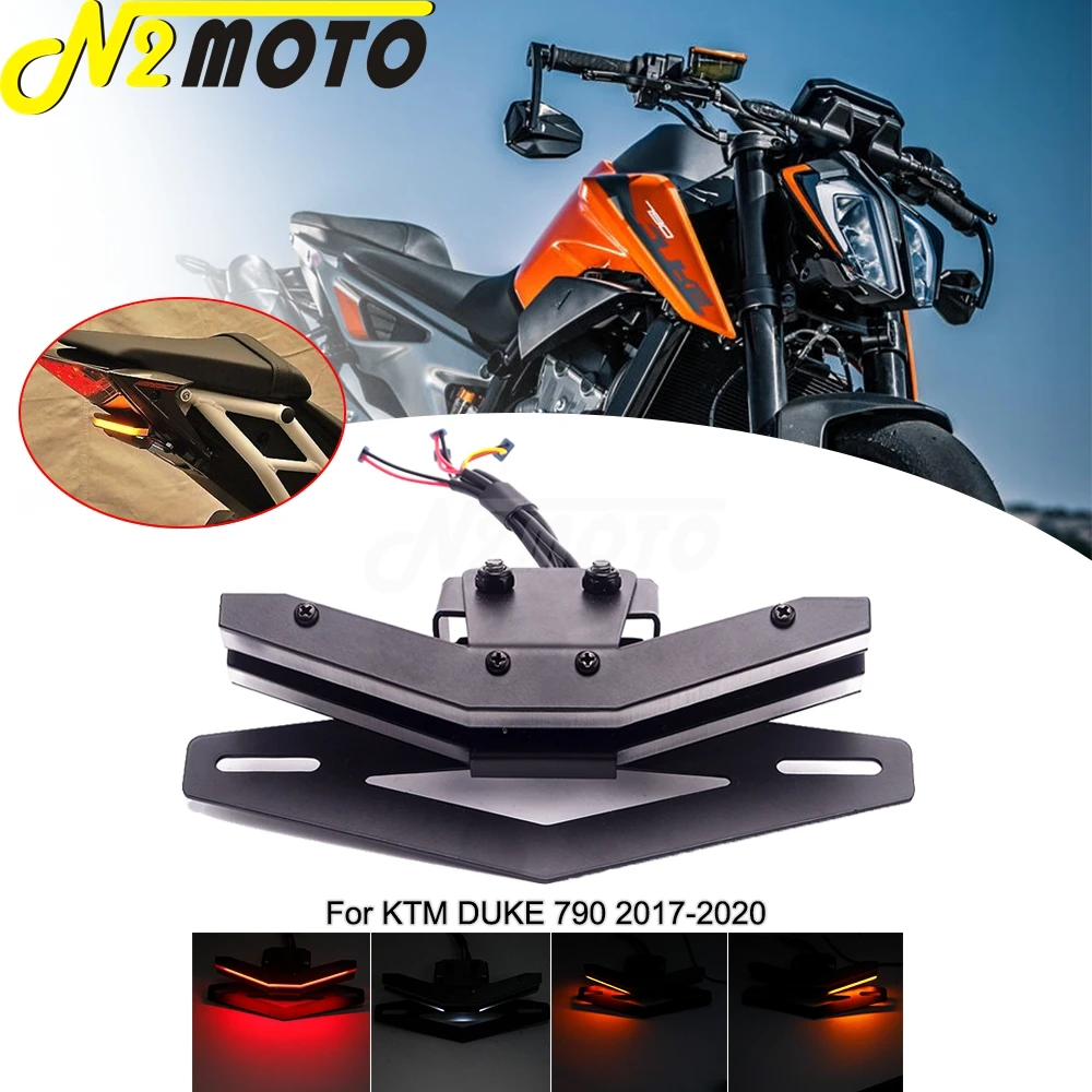 

For KTM Duke 790 2017-2020 Motorcycle Tail Tidy License Plate Bracket Holder LED Turn Signal Lights Fender Eliminator Rear Light