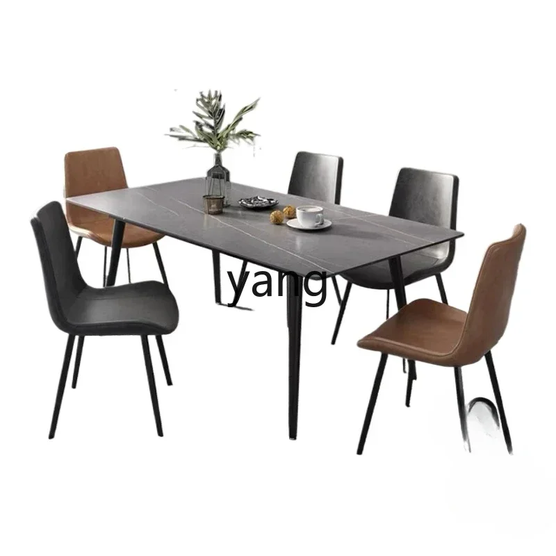 

CX rock slab dining table rectangular household small apartment minimalist light luxury dining chair marble