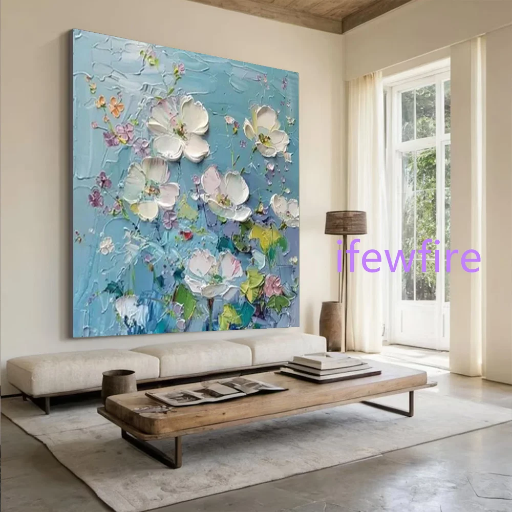 Modern 100% Handmade Abstract Oil Painting on Canvas Mural Knife Flower Wall Art Picture for Living Room Home Decor Image Mural